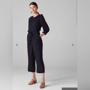 Whistles Priscilla navy silk jumpsuit size 4